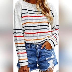 STRIPED WOMENS SWEATER SIZE LARGE